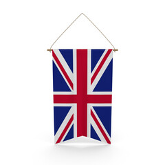 Fototapeta premium United Kingdom Flag Hanging, isolated on transparent background, png