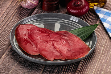 Raw tuna slises sashimi snack