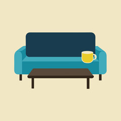 Modern vector illustration of a comfortable sofa on white background