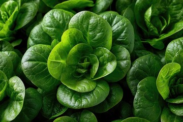 Obraz premium Close-up view of fresh green lettuce leaves