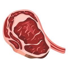 Obraz premium Raw beef steak flat icon isolated on white background. Vector illustration perfect for web projects, game design, and meat advertising visuals.