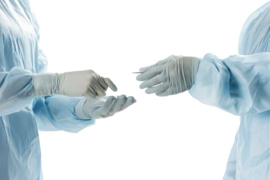 surgical instruments medical procedure sterile environment hospital operation theater team work on transparent background - Powered by Adobe