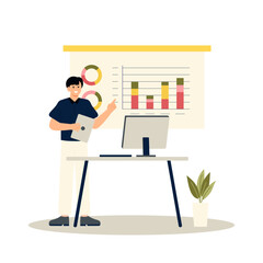 Businessman analyzing data illustration
