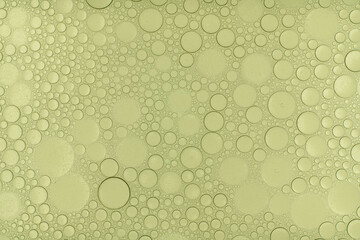 Macro microscope green bubble texture, Close-up Green bubbles and drops oil background . blue green water bubbles, close up golden oil drop for cosmetic