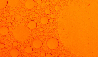 Macro microscope Red bubble texture, Close-up Green bubbles and drops oil background . blue green water bubbles, close up Red oil drop for cosmetic