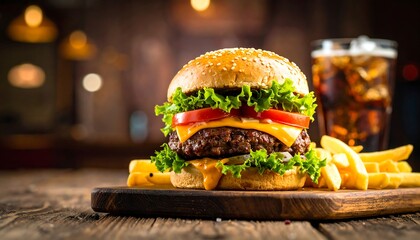 Classic burger and fries meal