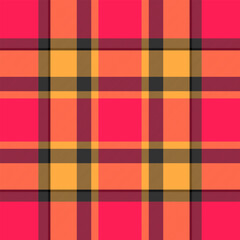 Vibrant plaid pattern in warm colors. Classic tartan design for backgrounds, textiles, or festive layouts. Adds a cozy, rustic touch. Great for autumn themes.