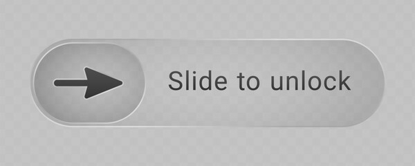 Vector slider unlock icon button in glass style