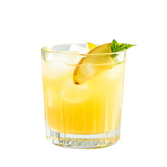 Yellow tropical cocktail with pineapple