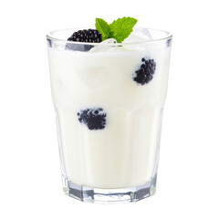 Yogurt drink with berries and mint