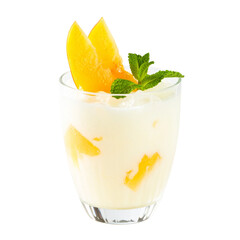 Yogurt drink with mango and mint