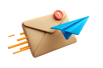 Envelope with paper plane, new message alert