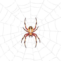 Obraz premium Spider illustration on a web showcasing intricate details and natural beauty in a captivating design 