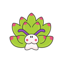 Cute Sea slug Leaf sheep icon. Costasiella kuroshimae nudibranch mollusk. Vector illustration