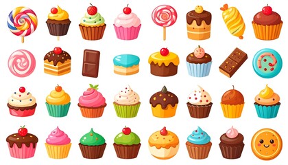 Colorful collection of various sweet treats