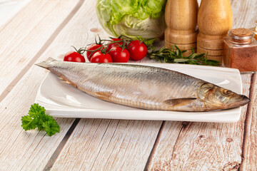 Raw whole salted herring fish