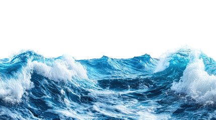 blue sea water with waves in png isolated on white or transparent background