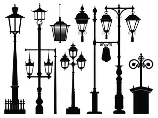 Old Fashioned Lantern Post Silhouettes