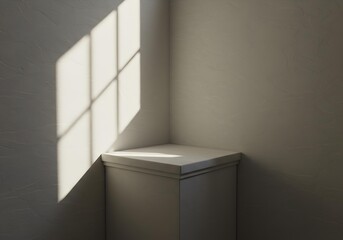 Fototapeta premium Corner Pedestal with Dramatic Grid Window Shadows and Sunlight