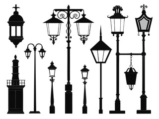 Traditional Streetlight Silhouette Vector © alhajantor