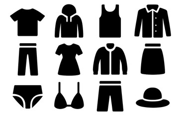 Clothing icons collection for fashion design and illustration purposes
