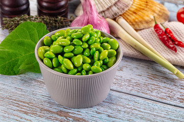 Edamame beans in the bowl