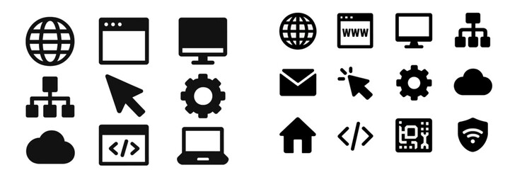 Modern digital technology icons for web design and development