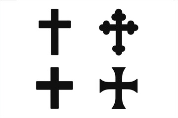 Various black cross designs for religious and decorative use