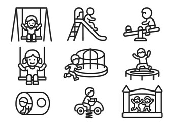 Children enjoying various playground activities in a fun setting