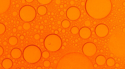 Macro microscope Red bubble texture, Close-up Green bubbles and drops oil background . blue green...