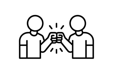 Two people performing a fist bump in a vector illustration