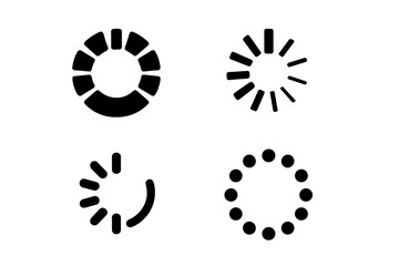 Variety of loading icons and spinners in flat design style