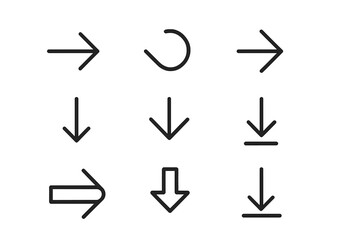 Various directional arrows and symbols in simple vector design
