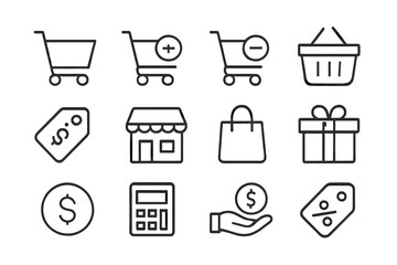 Shopping icons collection for e-commerce and retail design