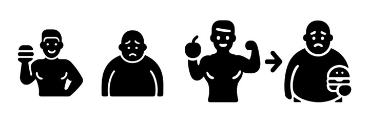 Transformation journey of fitness and health depicted in vector art