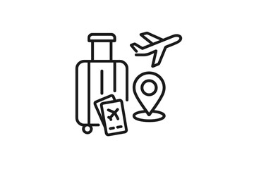 Travel essentials for a successful journey with suitcase and flight