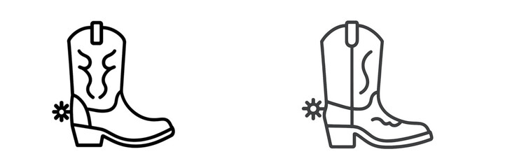 Stylized vector illustrations of cowboy boots with unique designs