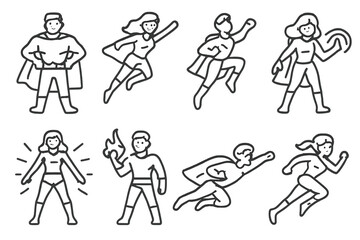 Obraz premium Superhero characters engaging in various heroic activities
