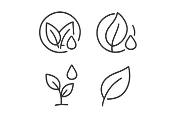 Eco-friendly vector illustrations of leaves and droplets