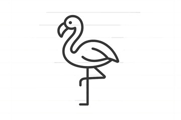 Fototapeta premium Stylized flamingo vector illustration in simple line art design