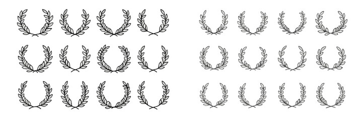 Various laurel wreath designs for decoration and celebration