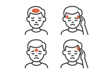 Fototapeta premium Symptoms of headache illustrated in a minimalist vector style