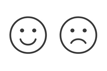 Fototapeta premium Emotions represented by simple smiley and frown faces in vector style