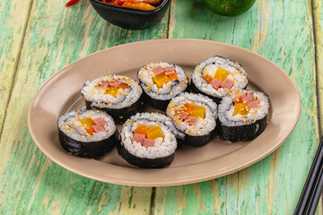 Koream homemade roll Kimbap with nori seaweed