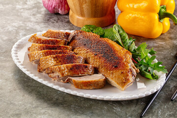 Roasted duck breast with slices