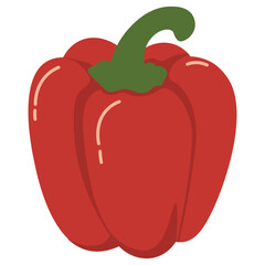 Red bell pepper vegetable illustration, fresh organic clipart for cooking, diet, farming, nutrition, salad, gardening, and healthy lifestyle.