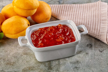 Sweet homemade juicy apricot jam