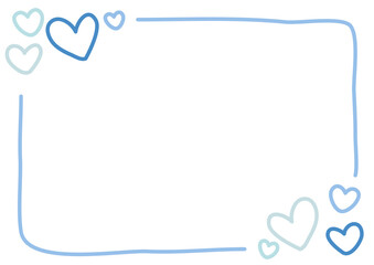 やさしいブルーのハート枠