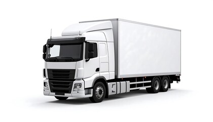 White Delivery Truck on White Background with Transportation and Logistics Concept.