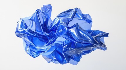 Fototapeta premium Dynamic folds of translucent blue fabric.